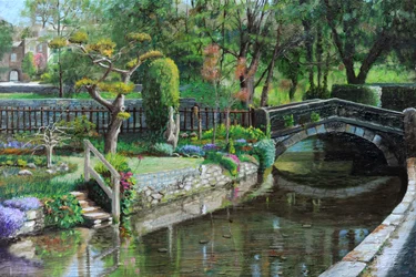 Brücke und Garten, Bakewell, Derbyshire, 2009
